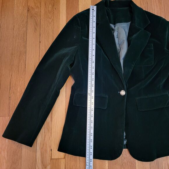 Deep Emerald Green Velvet Tailored Blazer for holidays, parties, events! Sz S - Picture 7 of 10